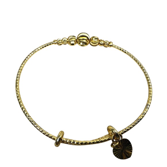 Gold Tone Beaded Bangle Charm Bracelet Adjustable Fashion Jewelry Size 6.5 - Picture 6 of 6